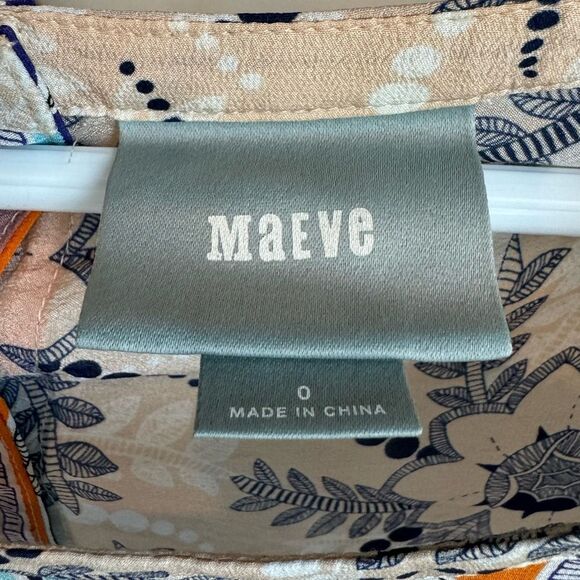 Maeve 100% silk blouse Size 0 Floral and Geometric Print - Picture 5 of 7